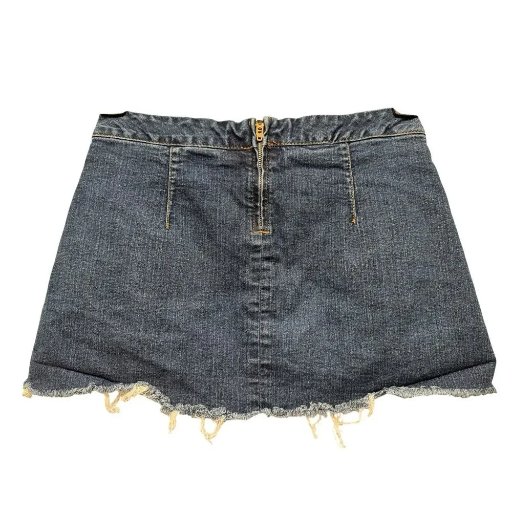 Justice Girls 14 Dark Wash Stretch Denim Lace Up Mini Skirt Skort Y2K Preppy